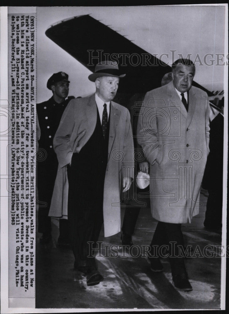 1963 Press Photo Sweden&#39;s Prince  Bertil &amp;  Richard C. Patterson of NY - Historic Images