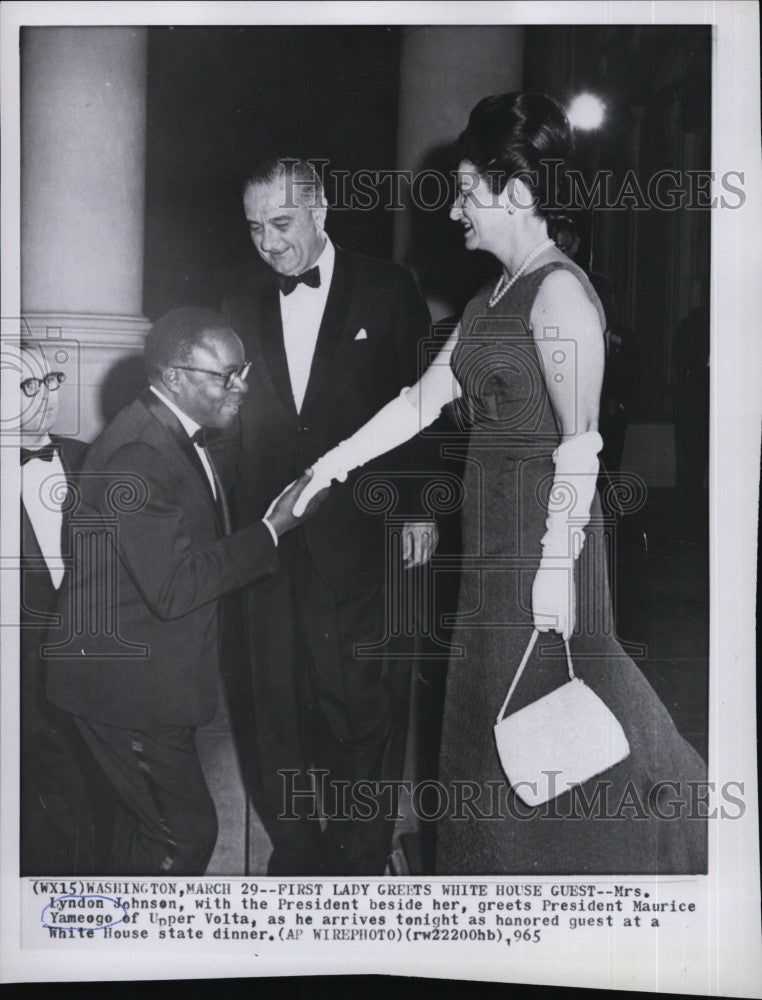 1965 Press Photo President Johnson Lady Bird Johnson President Maurice Yameogo - Historic Images