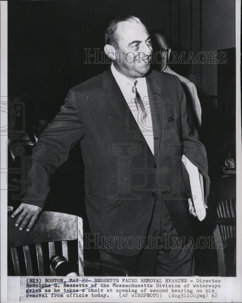 1962 Press Photo Rodolphe Bessette Massachusetts Division of Waterways Director - Historic Images