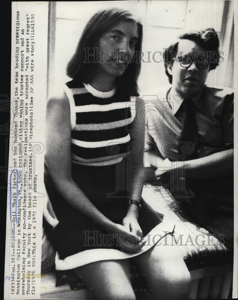 1972 Press Photo Gail Thain Parker &amp; husband Thomas of Bennington College - Historic Images