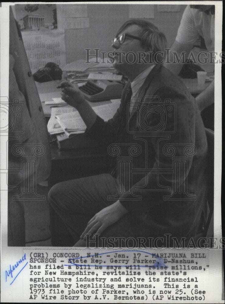 1973 Press Photo State Rep Gerry Parker of N.H. - Historic Images