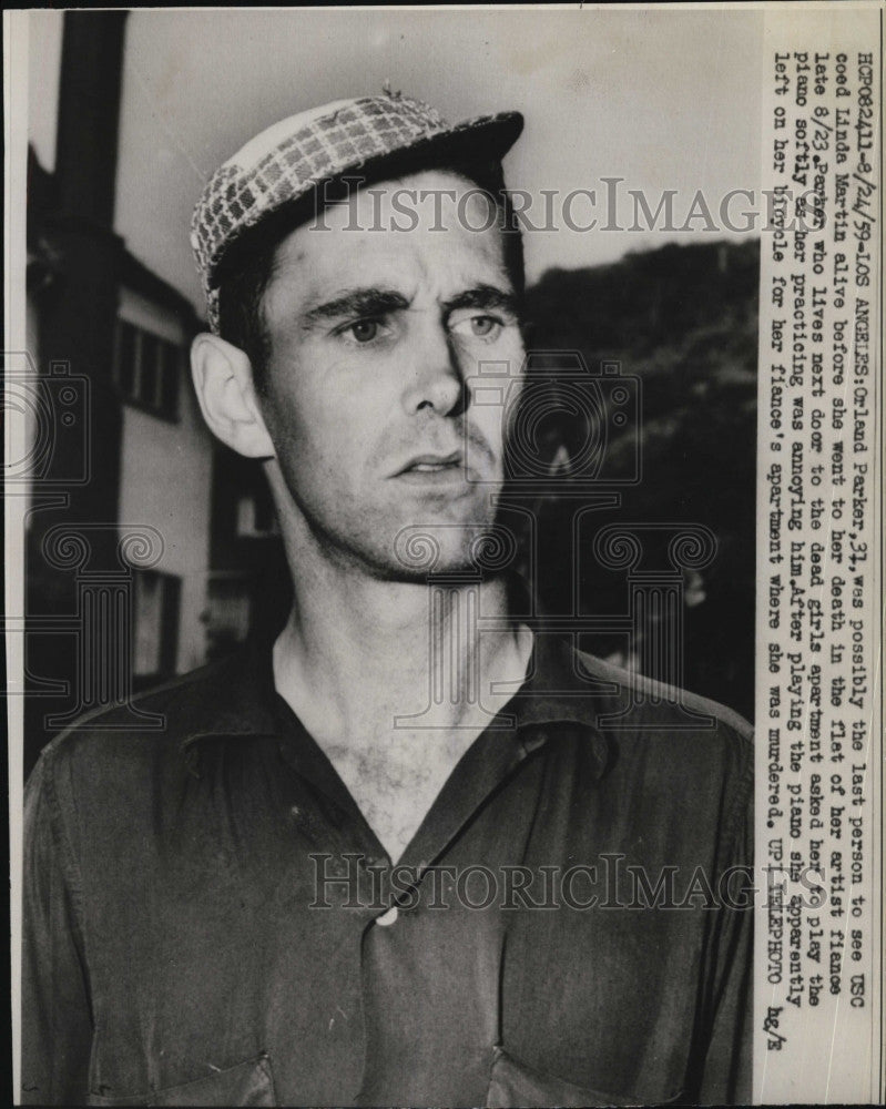 1959 Press Photo Orland Parker, last person to see Linda Martin alive - Historic Images