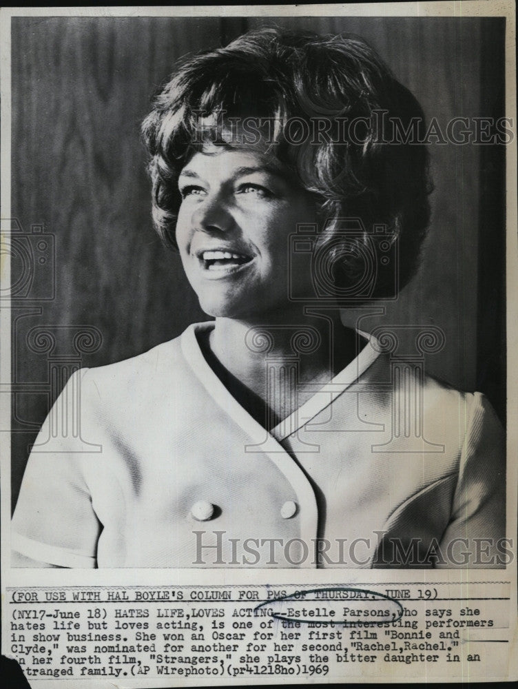 1969 Press Photo Actress Estelle Parsons on &quot;Rachel, Rachel&quot; - Historic Images