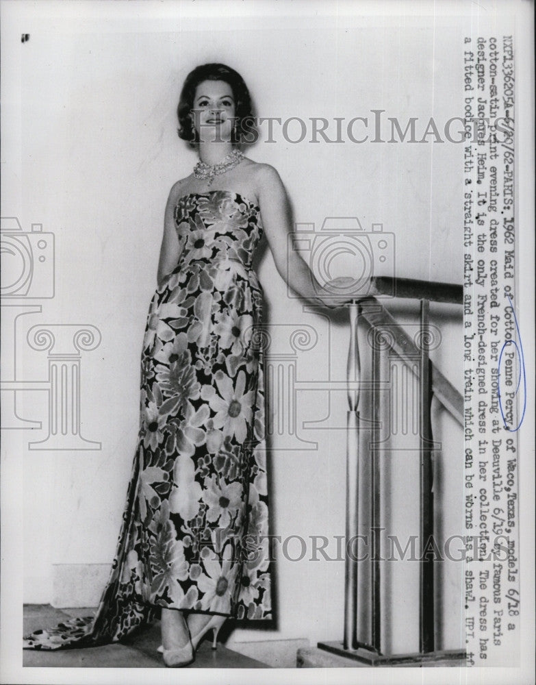 1962 Press Photo &quot;Maid of Cotton1962&quot; Penne Percy of Waco Texas - Historic Images