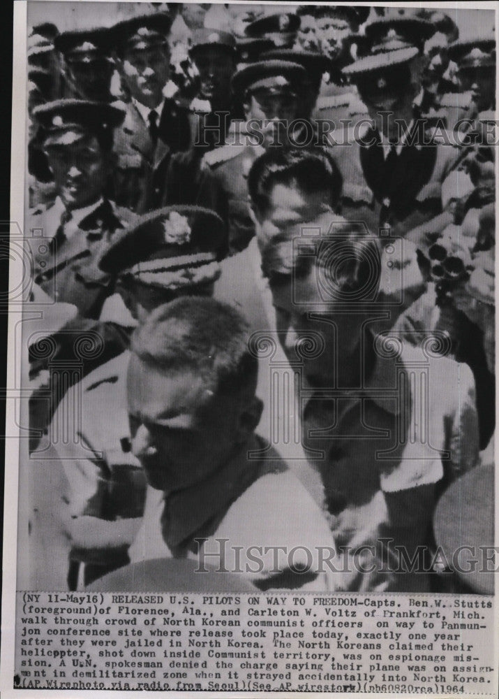 1964 Press Photo Captains Stutts &amp; Voltz were Released by N Korean Communists - Historic Images