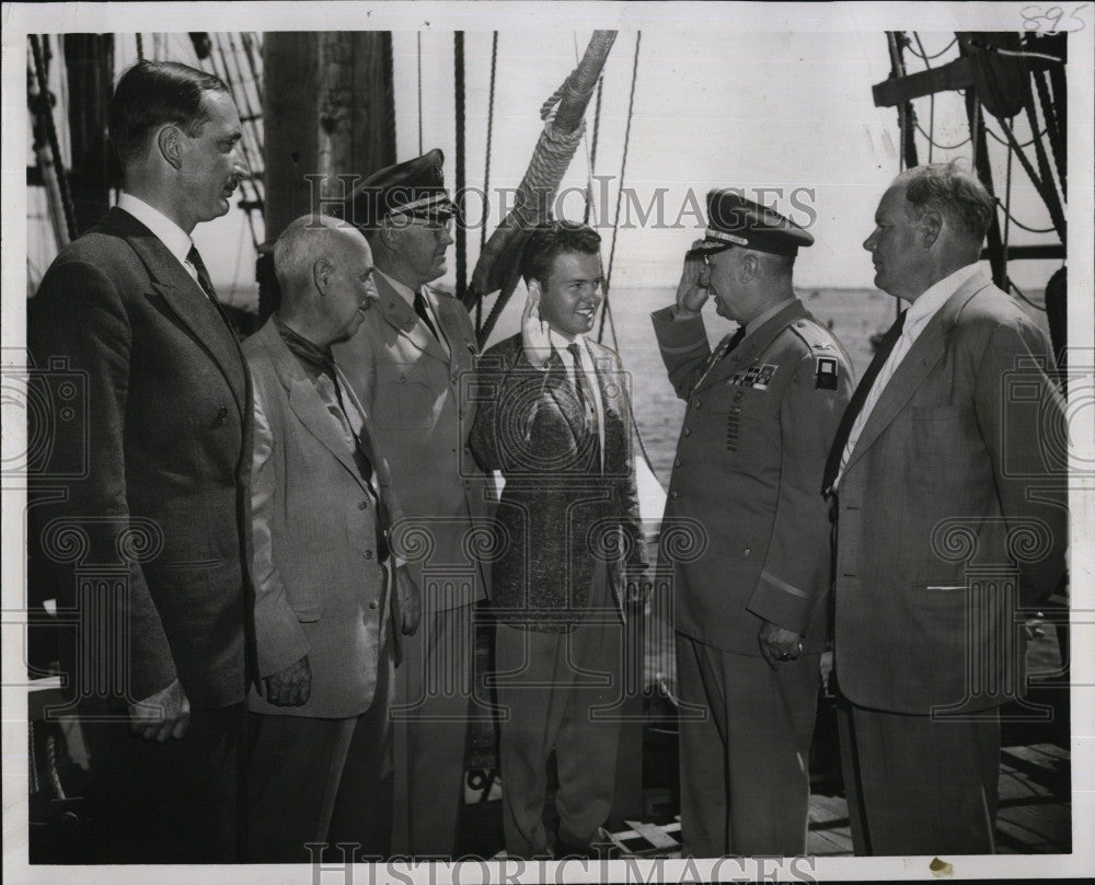 1957 Press Photo John Osborne, John Lowe, Herber Lanman, Lt. Col Thomas - Historic Images