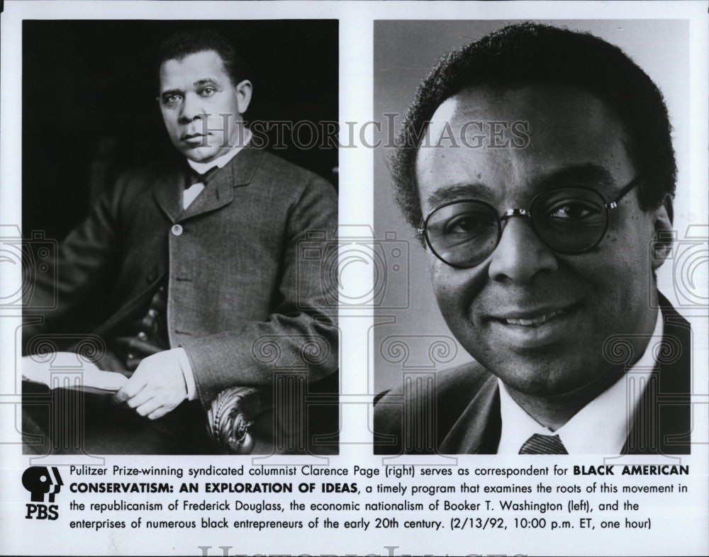 1992 Press Photo Clarence Page(right) and Booker T. Washington(left) - Historic Images