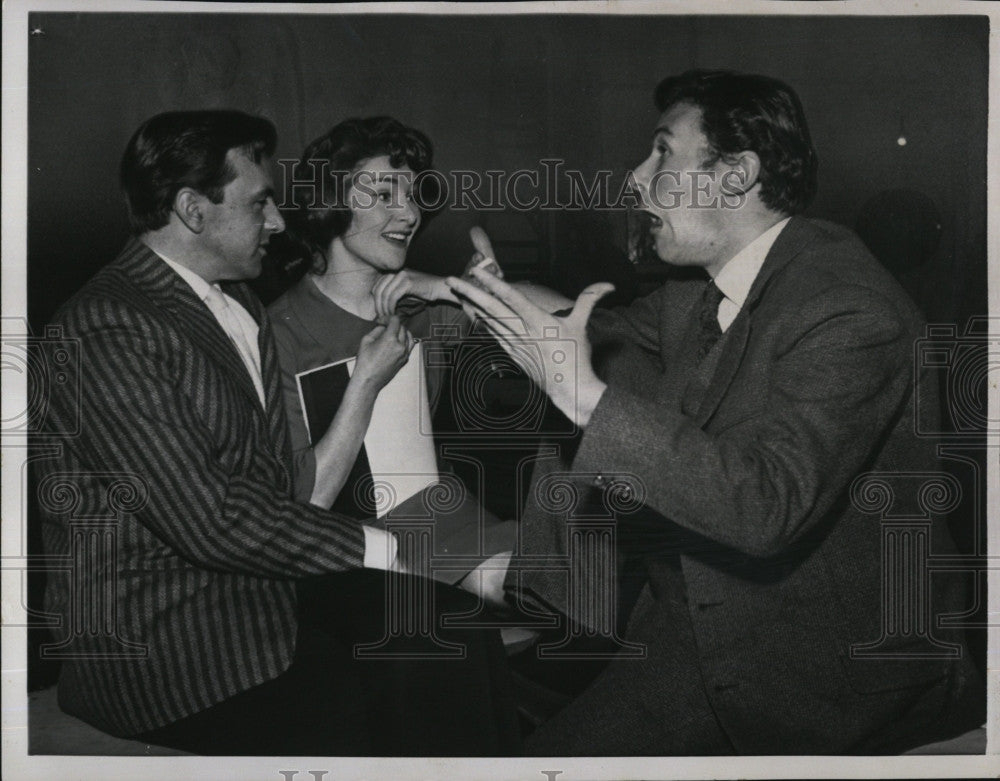 1959 Press Photo Playwright John Osborne, Cast: Denis Lotis, Adrienne Corri - Historic Images