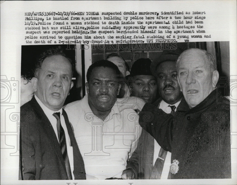 1966 Press Photo Robert Phillips, double murderer arrested at his apartment. - Historic Images