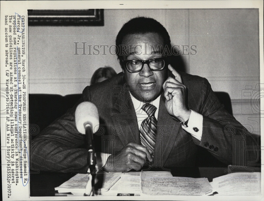 1972 Press Photo Judge Samuel R.Pierce Jr. Gen. counsel at Treasury Dept. - Historic Images