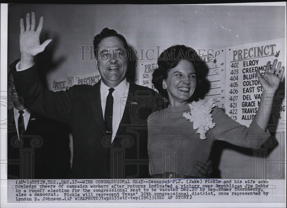 1963 Press Photo Democrat J. J. Pickle, wife - Historic Images