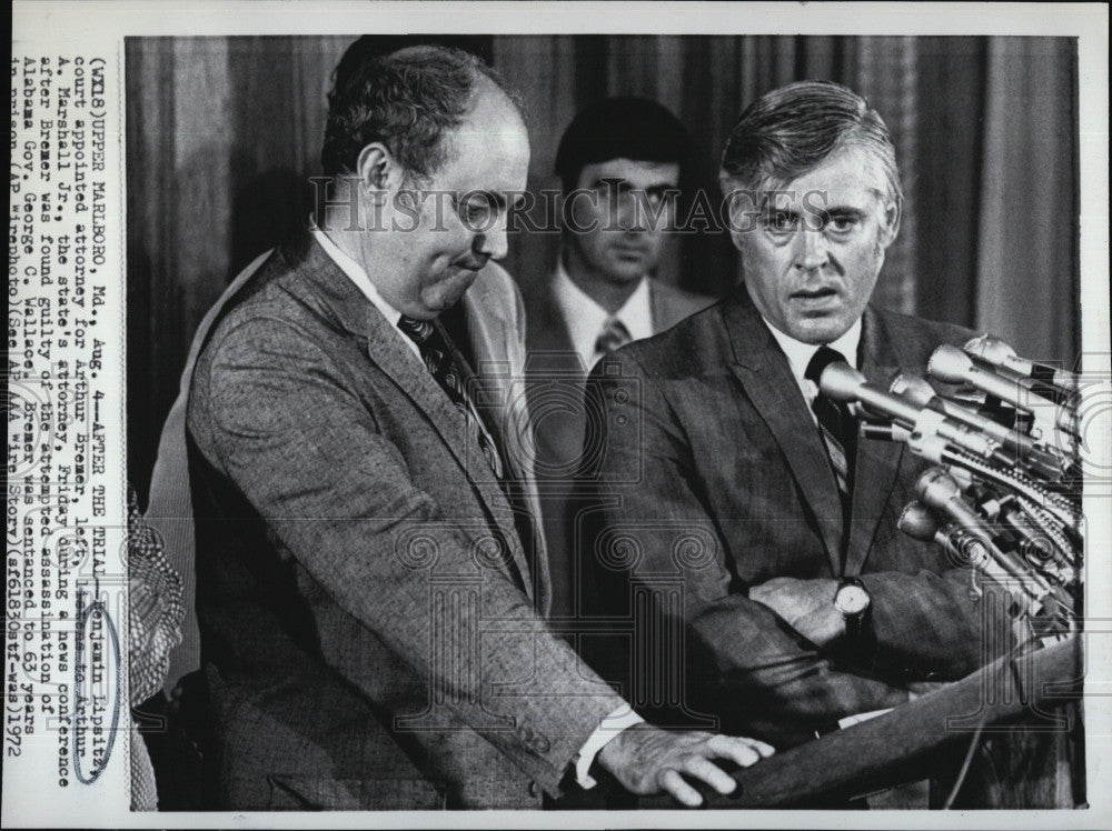 1972 Press Photo Attorney Benjamin Lipsitz And State&#39;s Attorney Arthur Marshall - Historic Images