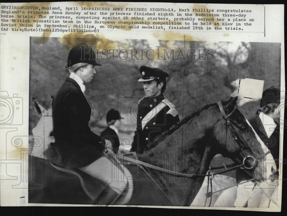 1973 Press Photo Captain Mark  Phillips And Princess Anne At Horse Trials - Historic Images