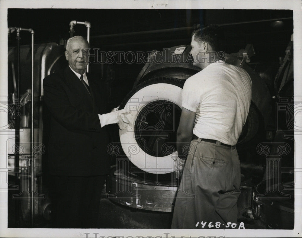 1950 Press Photo P. W. Litchfield, Goodyear Tire And Rubber Company, Louis Park - Historic Images