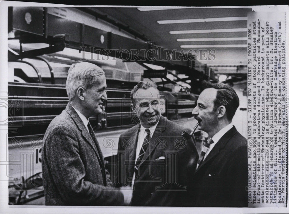 1962 Press Photo Scientists Dr. Livingston, Dr.  Ramsey &amp; Dr. Deutsch of MIT - Historic Images