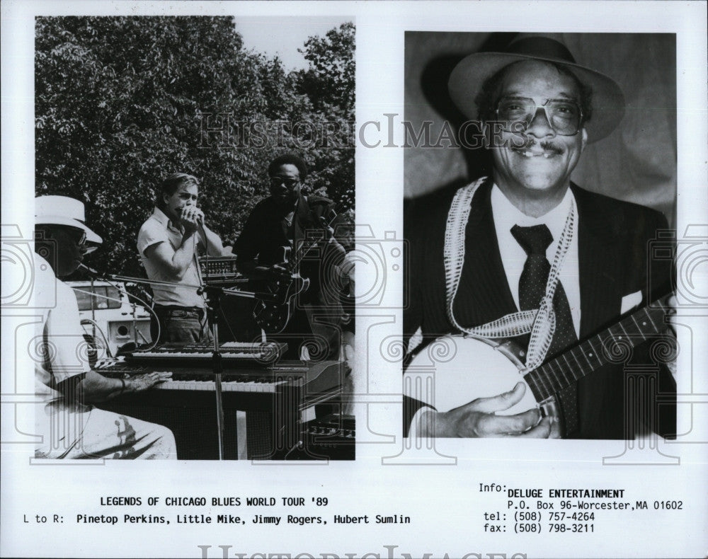 1989 Press Photo Legends of Chicago Blue World Tour: Little Mike, Jimmy Rogers - Historic Images