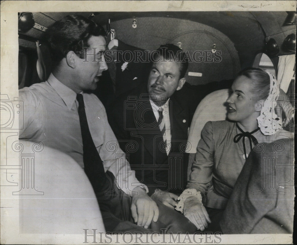 1946 Press Photo Actor Richard Greene, his bride Letha Smith &amp; Publisher Little - Historic Images