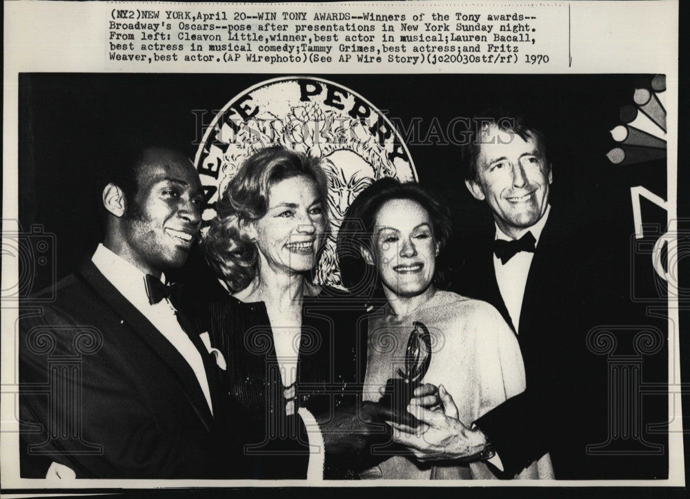 1970 Press Photo Tony Awards, Cleavon Little,Lauren Bacall,T Grimes,F Weaver - Historic Images