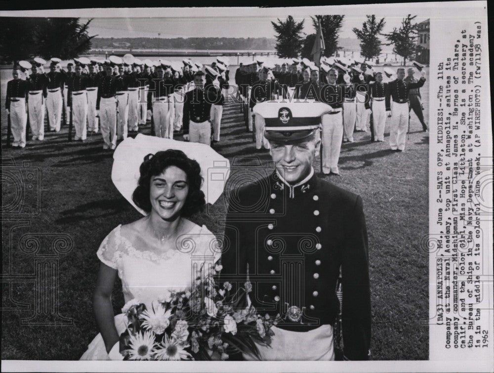 1962 Press Photo Naval Academy James H Barnes 7 Hope Littleton - Historic Images