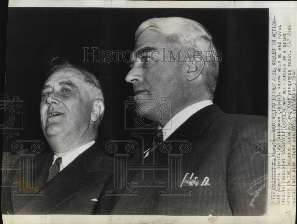 1972 Press Photo Rear Adm Daniel Callaghan & President Roosevelt - Historic Images