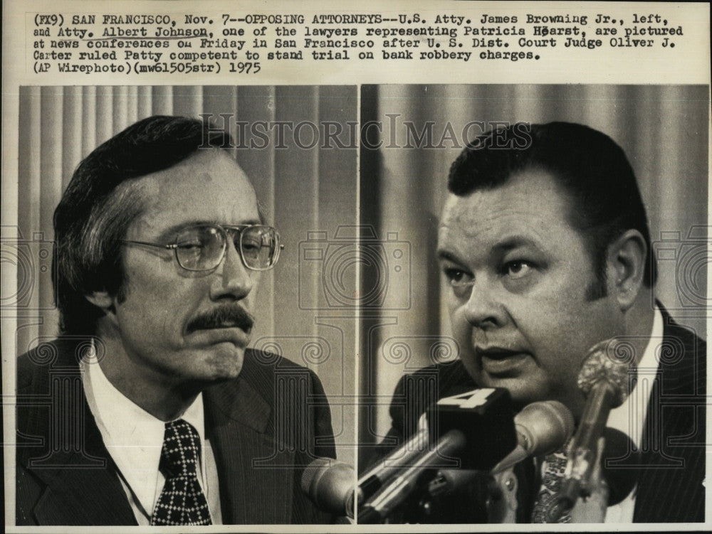 1975 Press Photo Us Atty James Browning &amp; Atty Albert Johnson - Historic Images