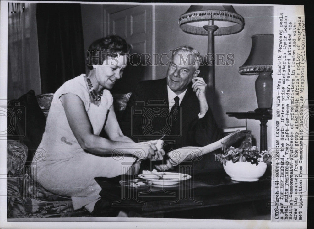 1961 Press Photo  S African Prime Minister. Hendrik Verwoard &amp; his wife - Historic Images