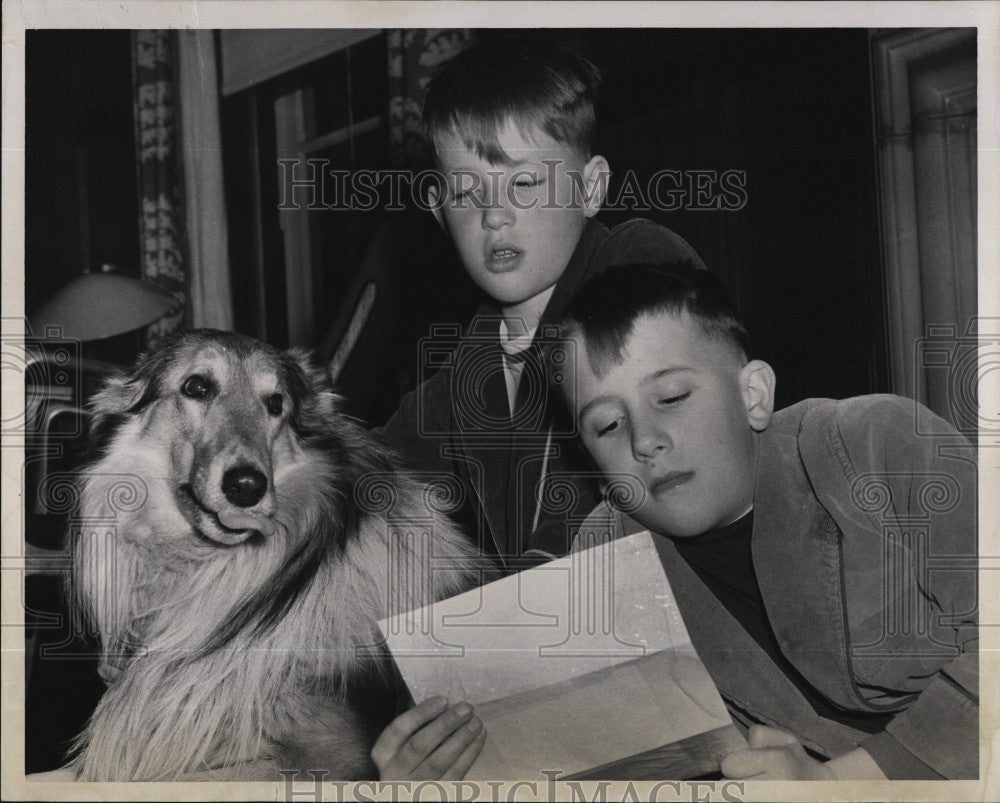 1961 Press Photo Peter &amp; James Golbraith and their dog - Historic Images