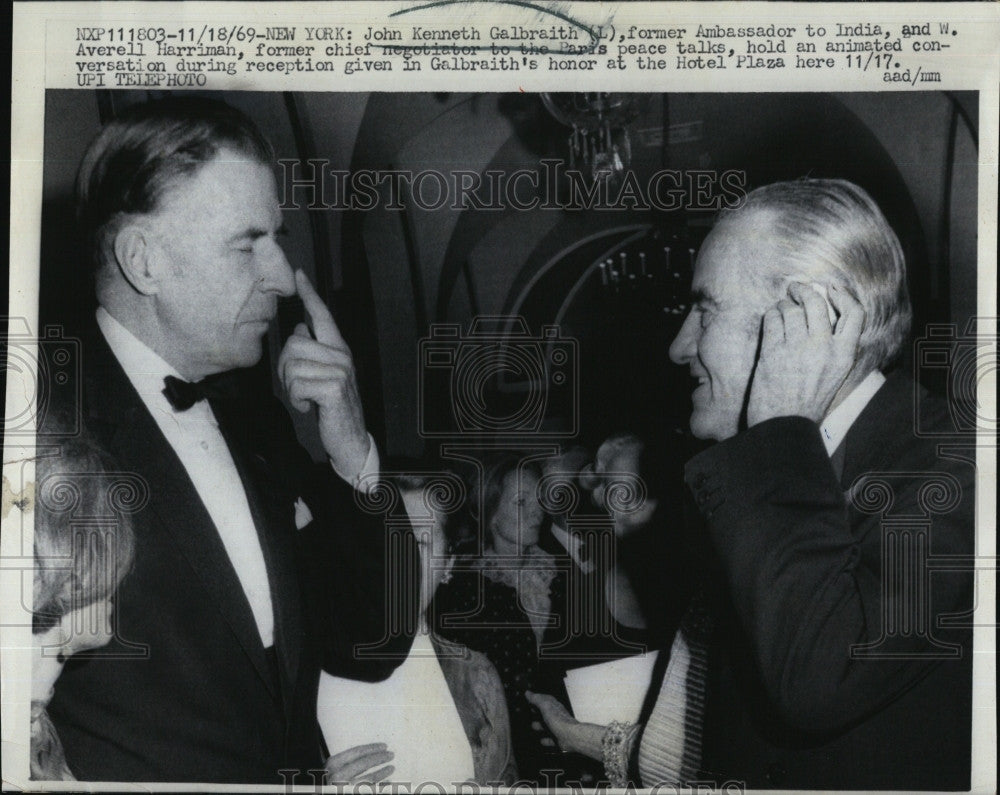 1969 Press Photo  Harvard prof, JK Galbraith &amp; W A Harriman - Historic Images