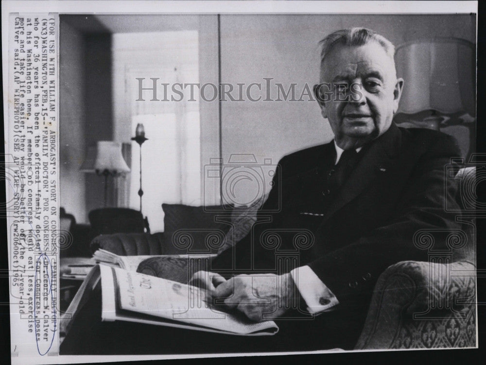 1965 Press Photo Dr George W. Calver "Family Doctor" of congress - Historic Images