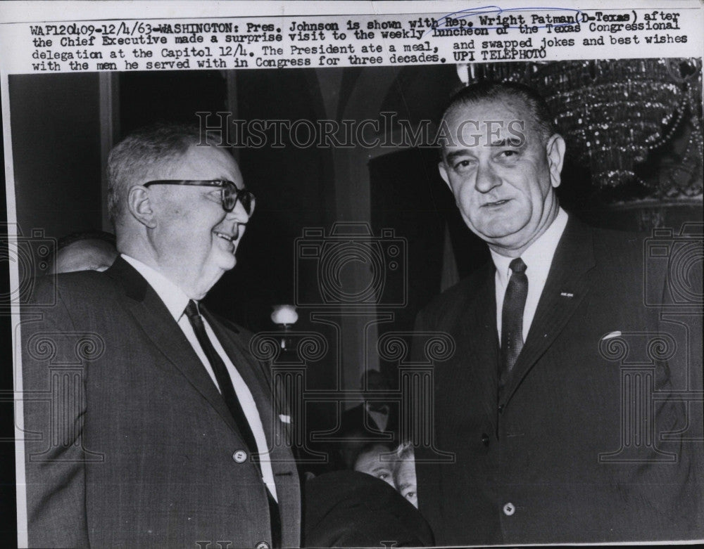 1963 Press Photo President johnson &amp; Rep Wright Patman - Historic Images