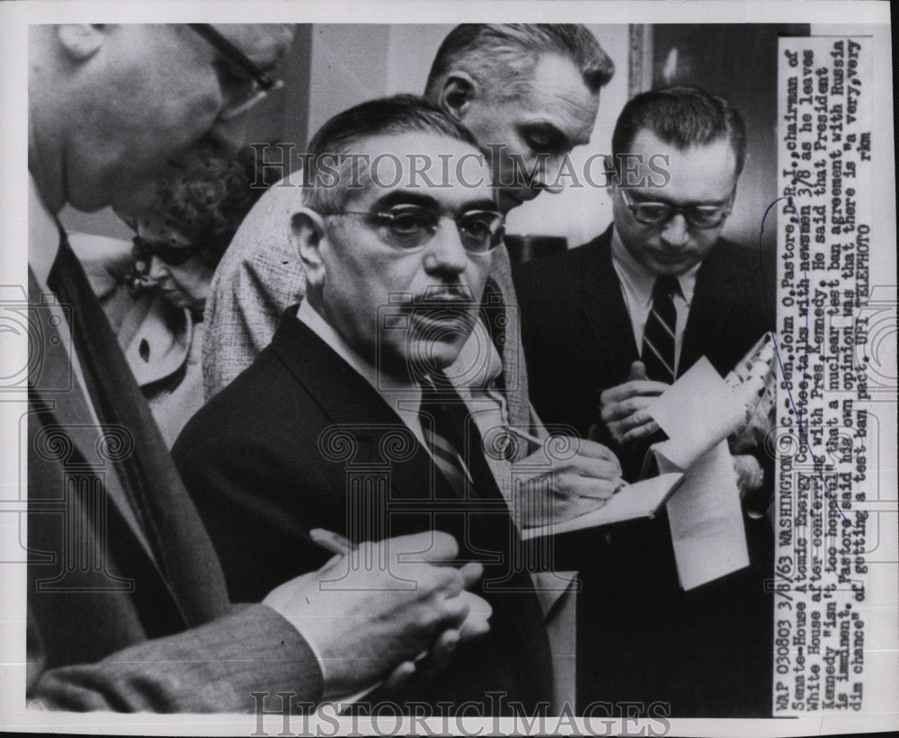 1963 Press Photo  Sen John Pastore Dem of R.I. - Historic Images