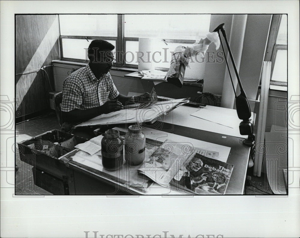 Press Photo James Venable, editorial cartoonist - Historic Images