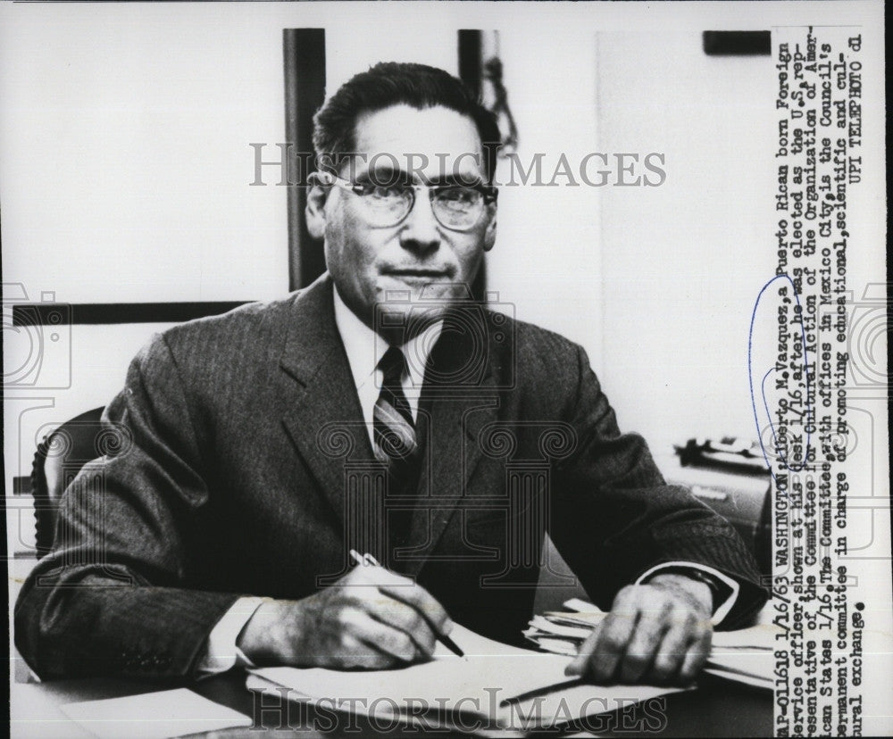 1963 Press Photo Alberto Vazquez of Cultural Action of Org. of American States - Historic Images