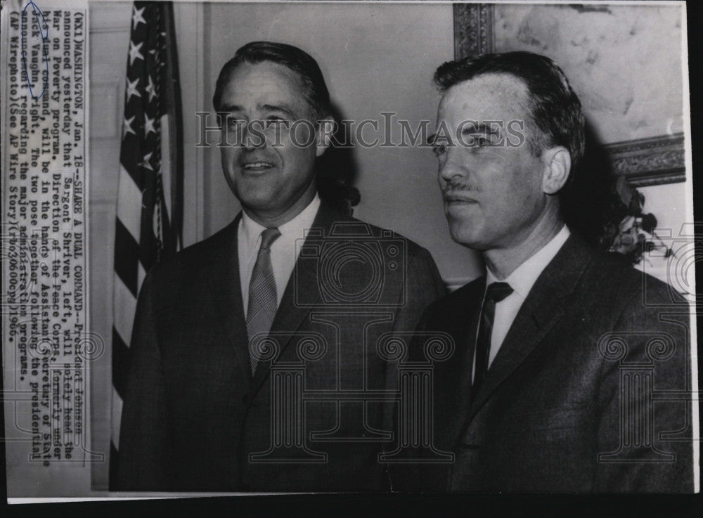 1966 Press Photo Jack Vaugh,Director of Peace Corps  with Sargent Shriver. - Historic Images