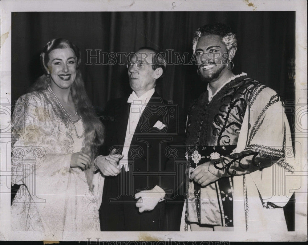 1954 Press Photo Soprano, Mary Curtiss, Maestro V Del Monaco &amp; Tenor M Monaco - Historic Images