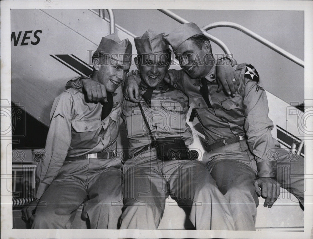 1953 Press Photo Korean POWs return home ,Wm Curtis,Don Falconieri,Ed Lipper - Historic Images