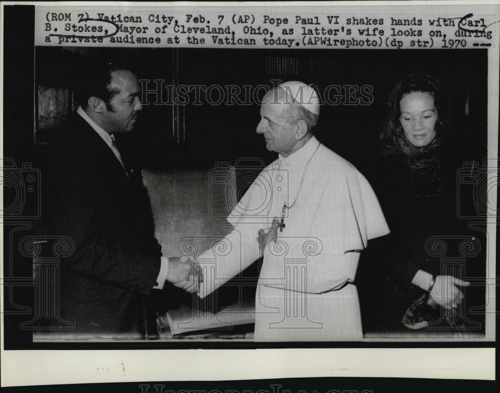 1970 Press Photo Pope Paul VI &amp; Carl Stokes &amp; wife - Historic Images