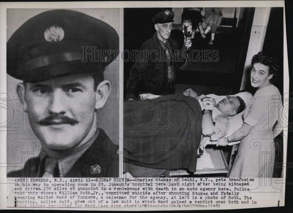 1952 Press Photo William Roth, Jr. Charles Stokes at St. Joseph&#39;s Hospital - Historic Images