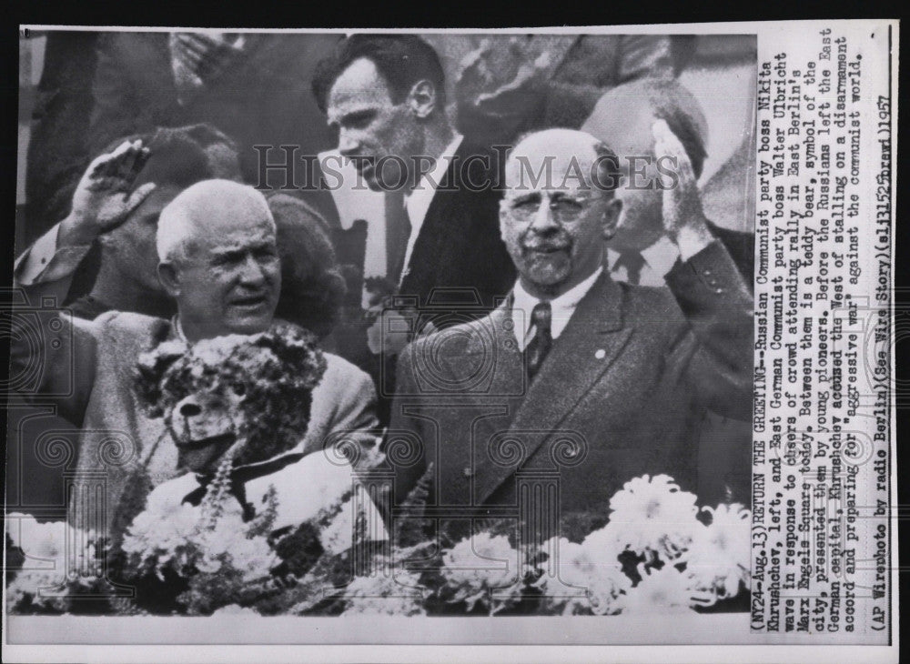 1957 Press Photo Russian Communist Party boss Nikita Khrushchev - Historic Images