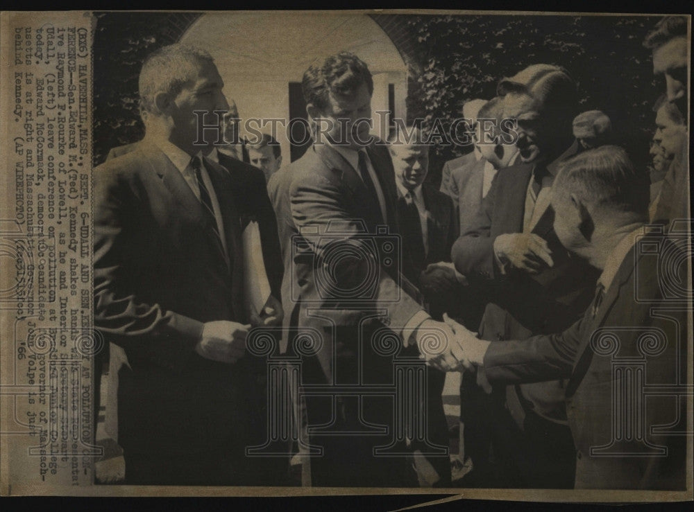 1966 Press Photo Sen. Edward Kennedy, Raymond Rourke, Stewart Udall - Historic Images