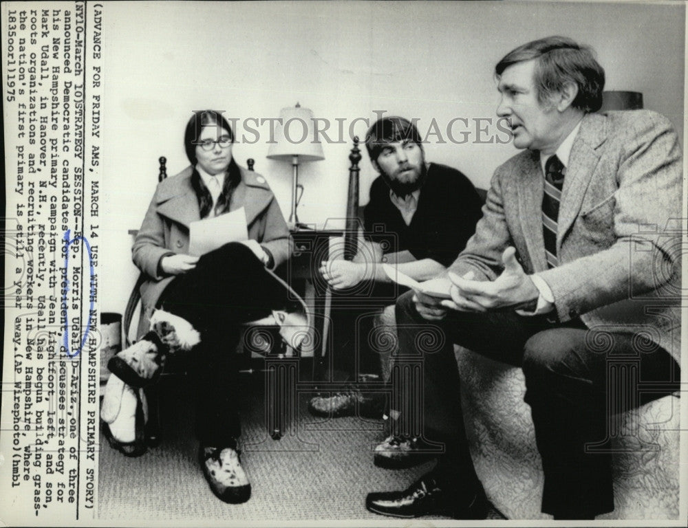 1975 Press Photo Rep Morris Udal Democrat Arizona, Jean Lightfoot &amp; Mark Udall - Historic Images