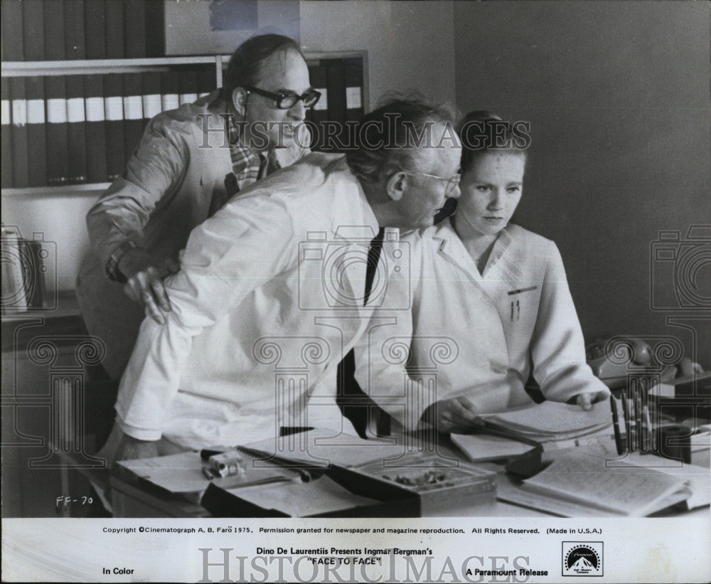 1975 Press Photo Liv Ullmann, Ulf Johnson, Ingmar Bergman &quot;Face to Face&quot; - Historic Images