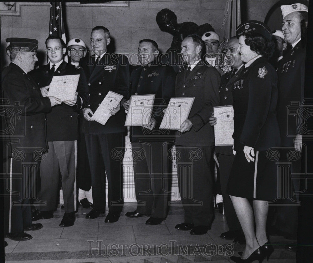 1964 Press Photo MA American Legion Commander Norman Stewart, Lt. James Burtner - Historic Images