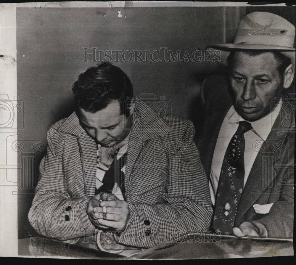 1956 Press Photo Sheriff Butch Leypoldt With Samuel Stuart, Arrested For Murder - Historic Images