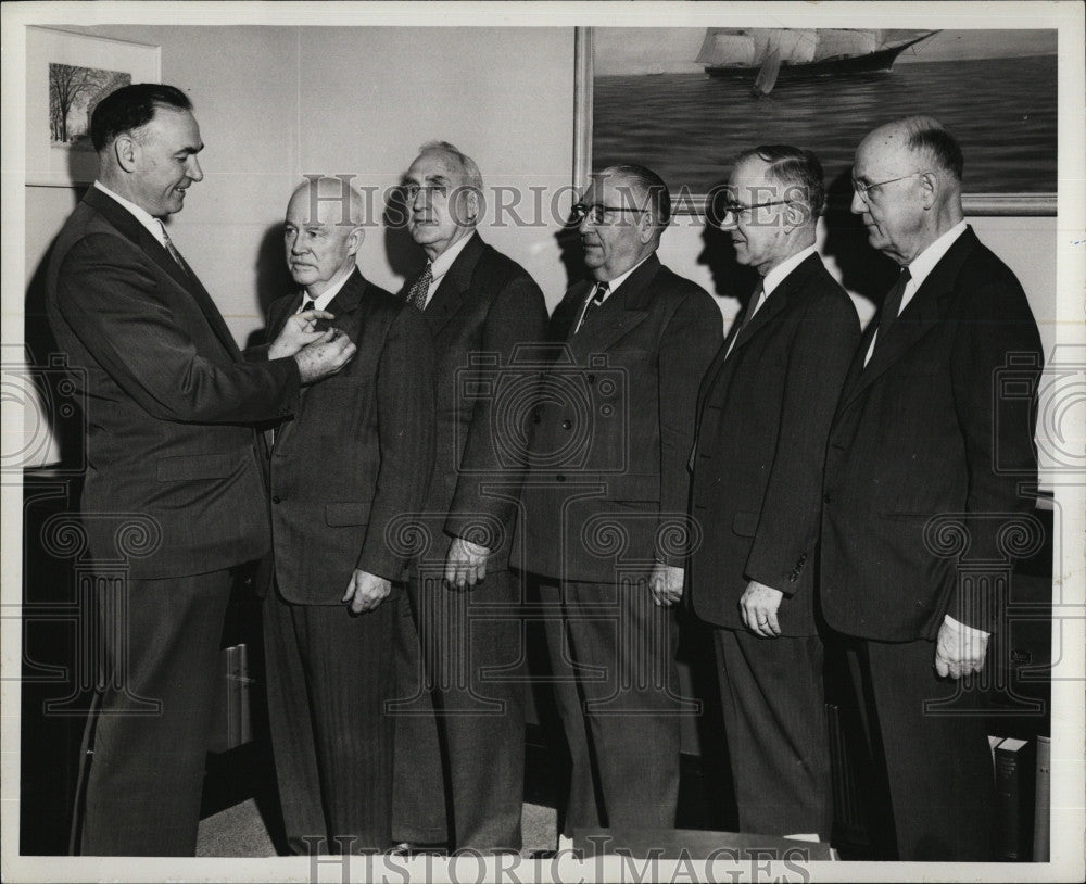 1956 Press Photo Wentworth Institute Faculty Retires Robert Wilder, George Tapp - Historic Images