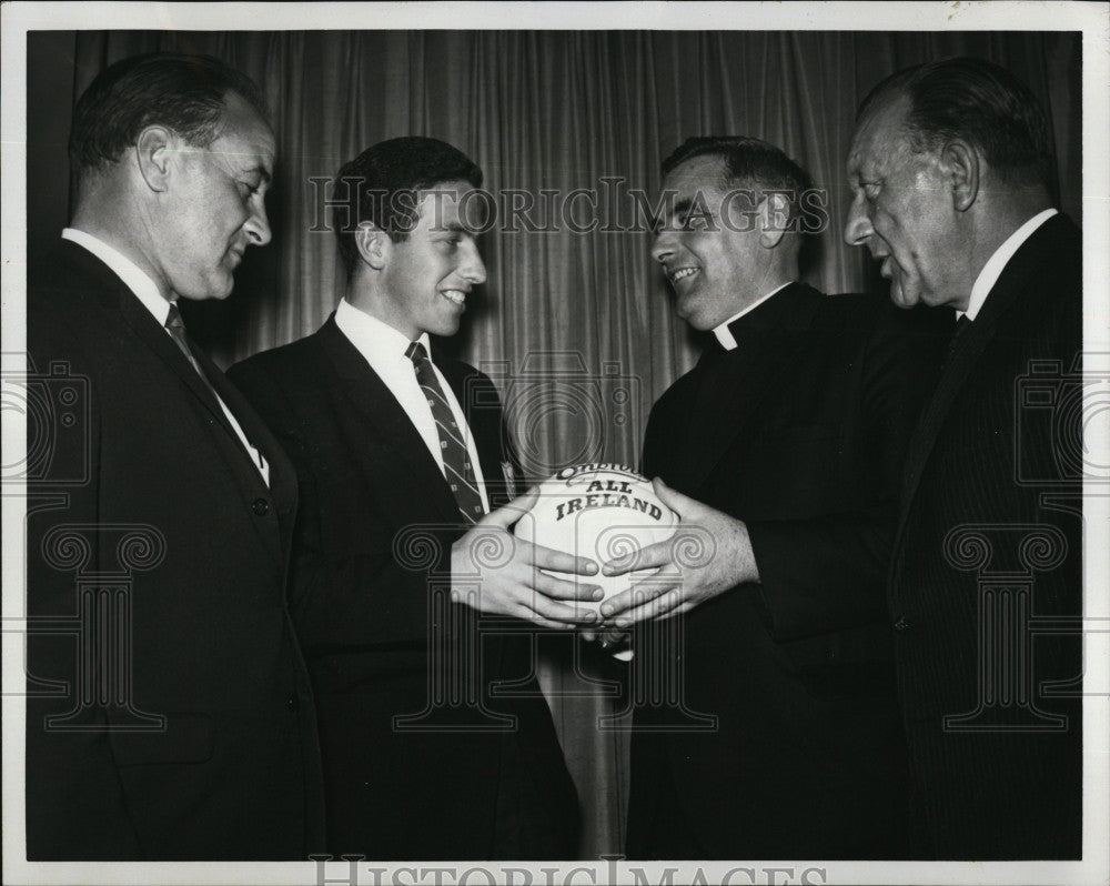 1967 Press Photo Bishop Thomas Stewart Receives Galway Football Game Ball - Historic Images