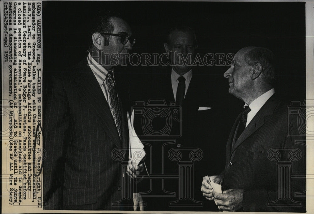 1971 Press Photo Henry J. Tasca, US Ambassador To Greece With Benjamin Rosenthal - Historic Images