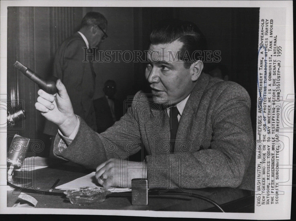 1955 Press Photo Herbert Tank Testifies Senate Internal Security Subcommittee - Historic Images