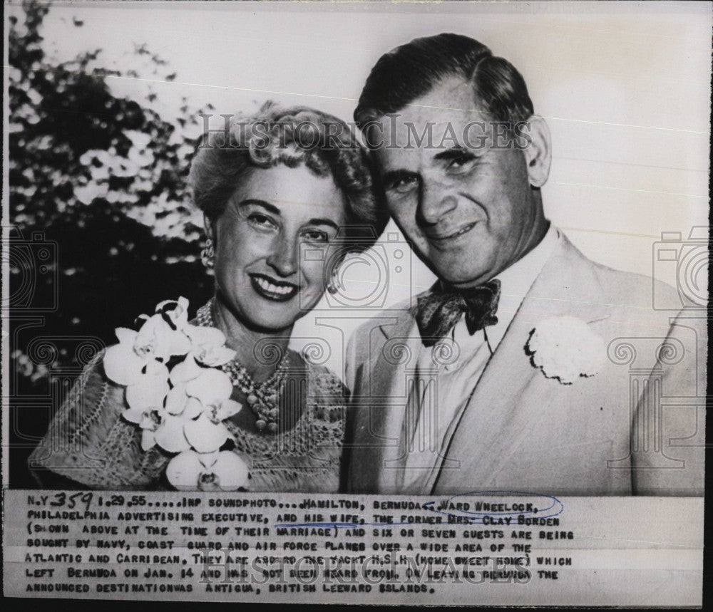 1955 Press Photo Ward Wheelock &amp; his wife in Hamilton, Bermuda - Historic Images