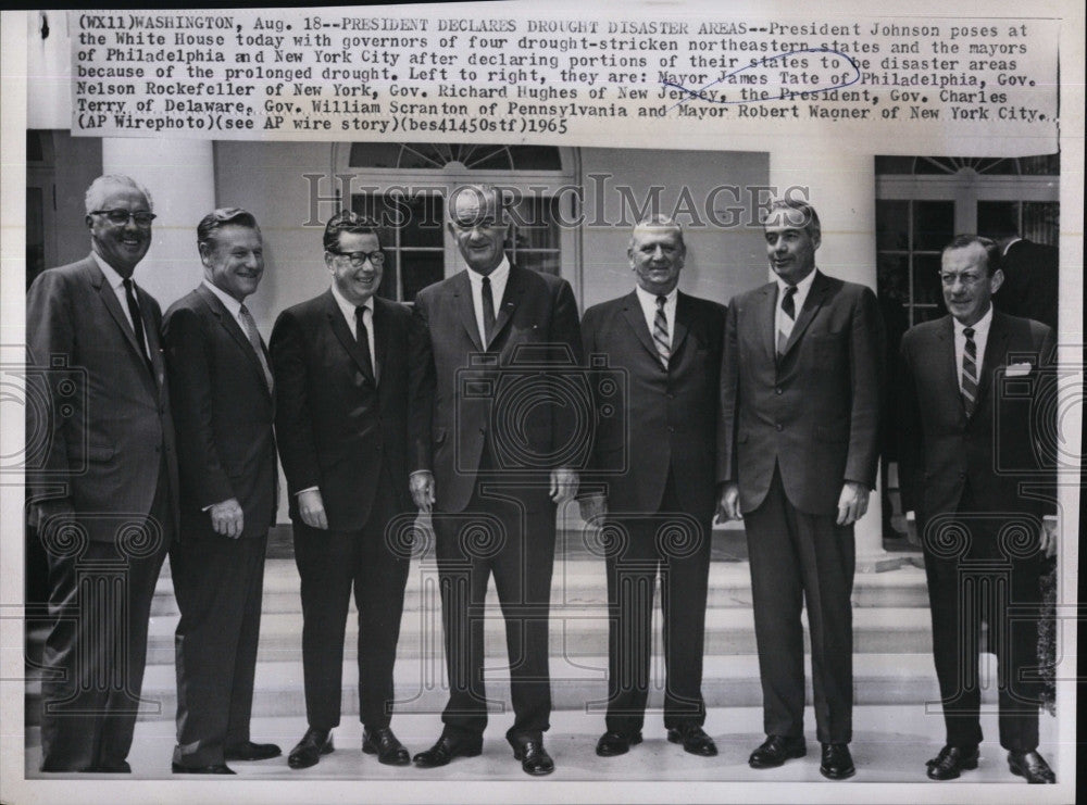 1965 Press Photo Pres.Johnson, J Tate,N rockerfeller,R Hughes,CTerry, Scranton - Historic Images